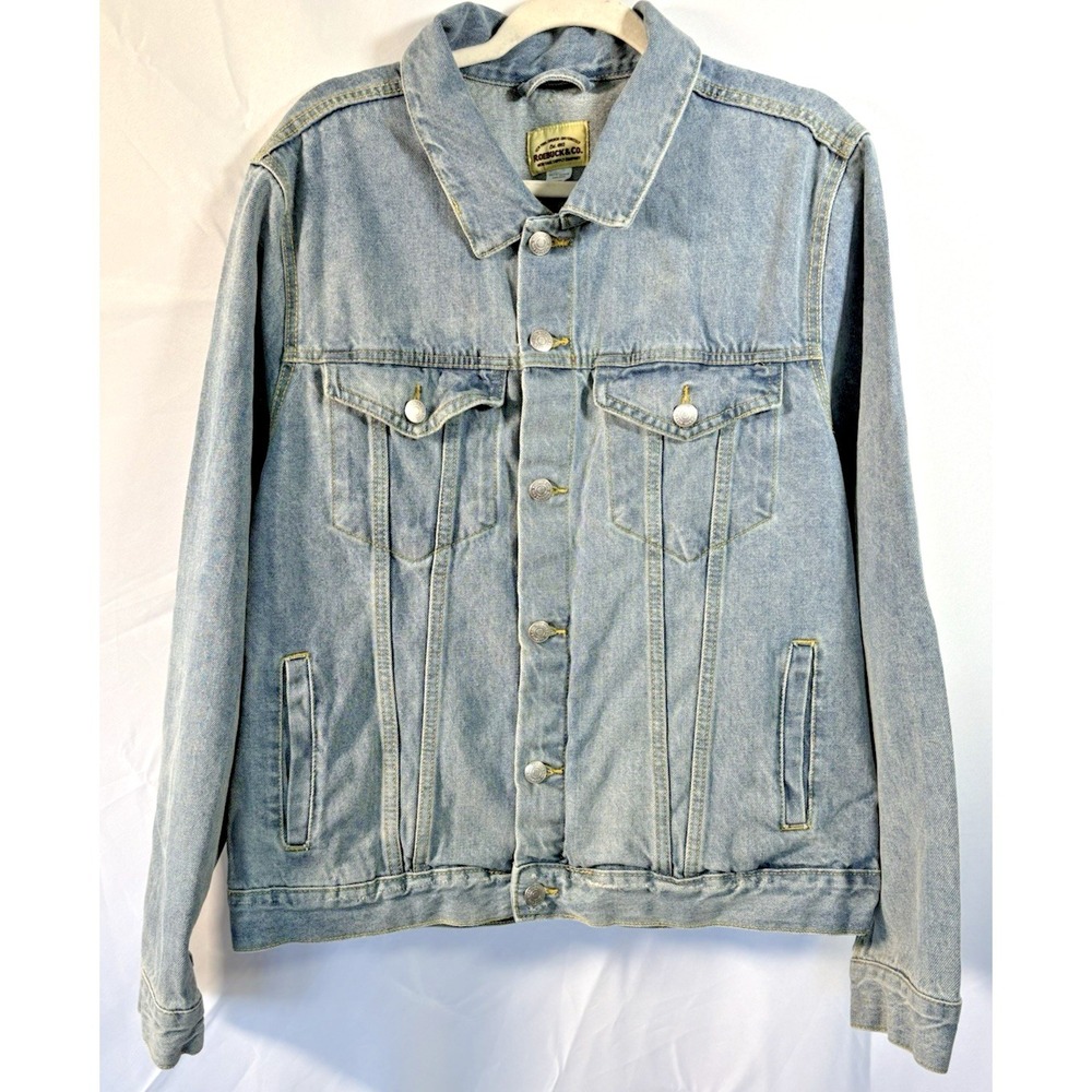 Roebuck & Co Denim Jacket Size XL Vintage Button‎ closure light wash